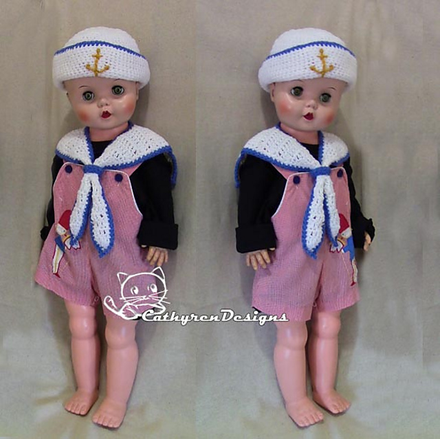 Ravelry Baby Sailor Hat and Collar Set pattern by Cathy Ren