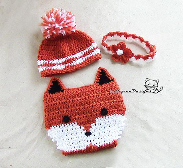 Baby Fox Diaper Cover, Hat, Headband Set-Ebook