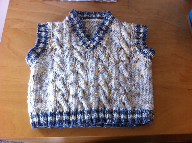 Cabled V-neck Tank Top Vest and Pullover