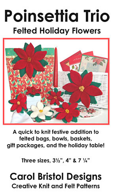 Felted  Christmas Poinsettia Flower Trio