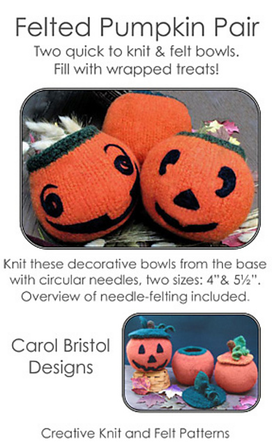 Pumpkin Pair, Felted Bowls with Tops