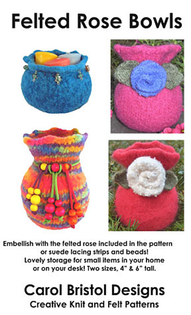 Felted Rose Bowls, Rose and Leaf