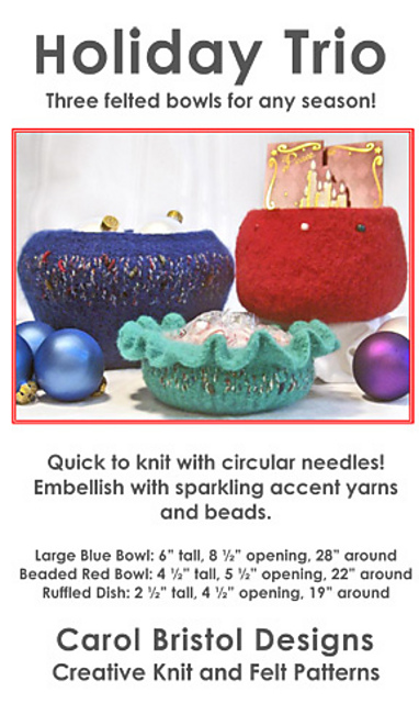 Christmas Holiday Trio, Felted Bowls