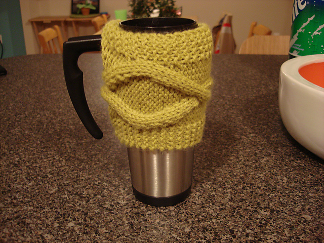 Cabled Coffee and Hand Warmer