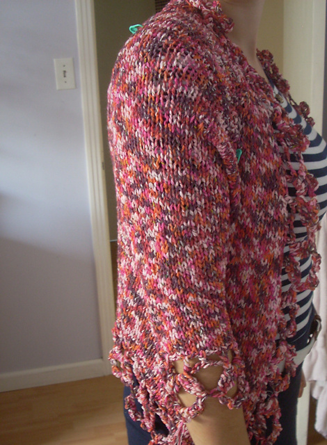 Bolero Cardigan with Crochet Trim