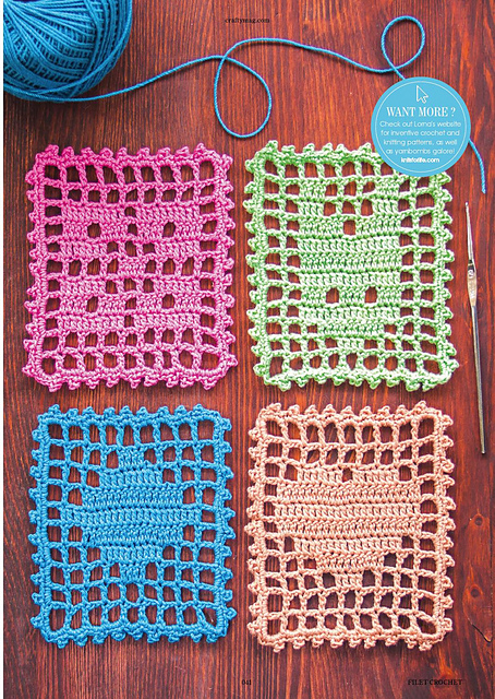 Fillet Crochet: Heart, Clover, Diamond, Fox