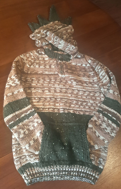 Placket Neck With Sweatshirt Pocket and Hood