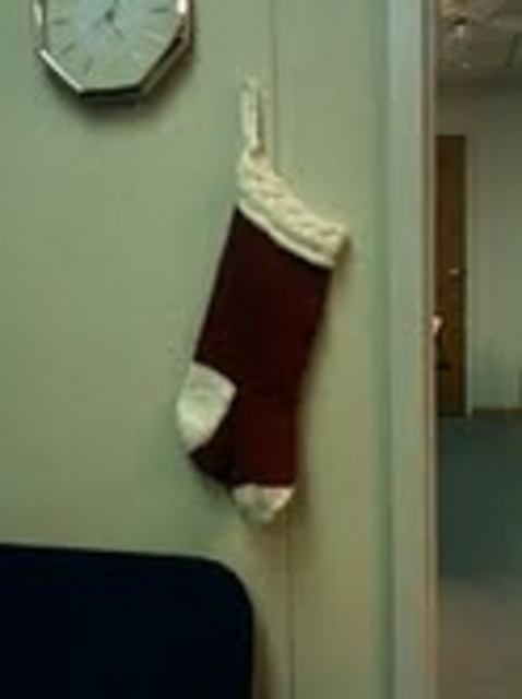 Christmas stocking with cabled band