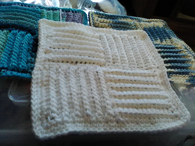Ridged Four Squares Dishcloth