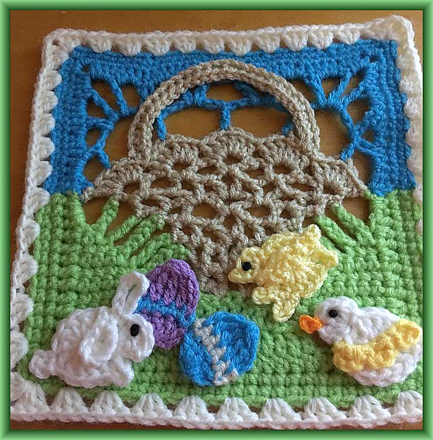 Easter Basket 8" Crochet Square