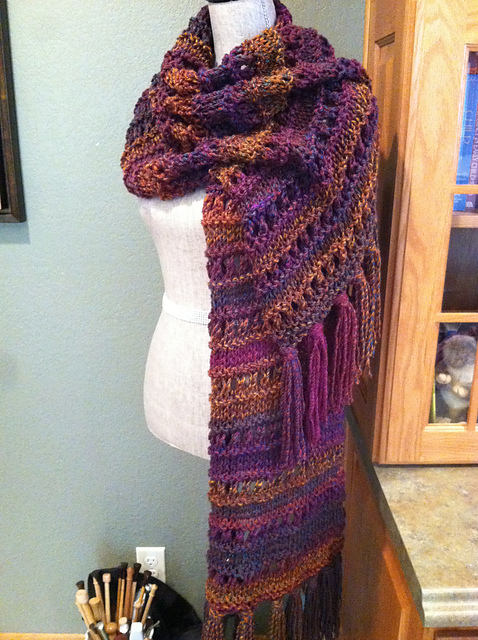 Jewel-Toned Eyelet & Stockinet Stitch Prayer Shawl