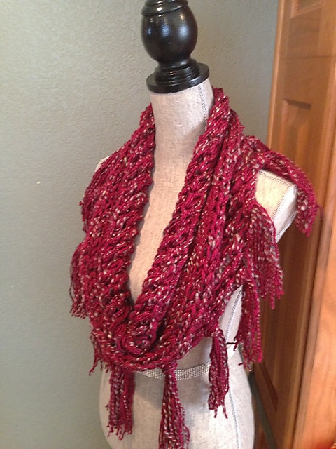 Burgundy Tweed Cowl with Fringe