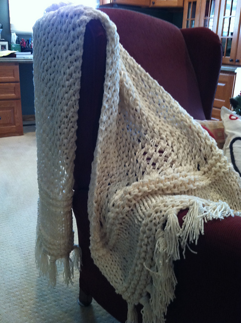 3-Strand Quick Knit Lacy Prayer Shawl