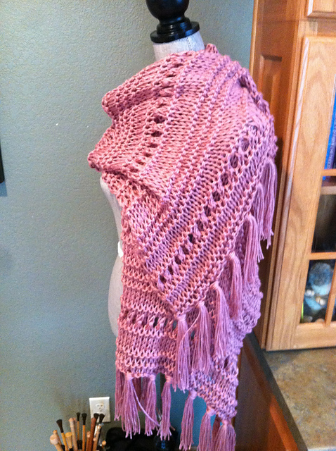 Eyelet, Garter, and Stockinette Stitch Prayer Shawl