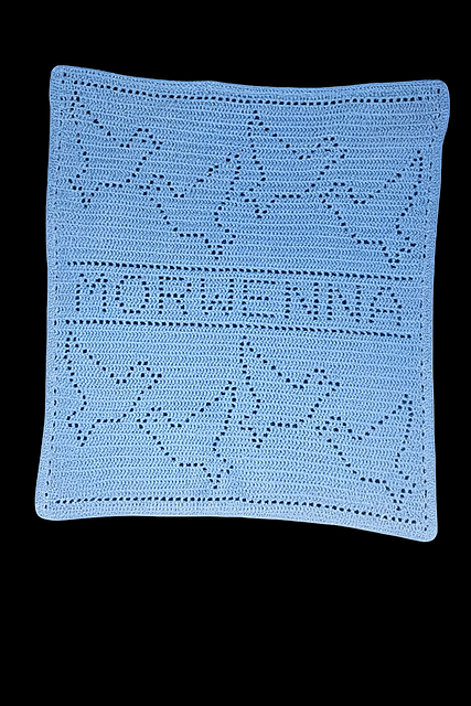 Personalised dove filet crochet baby blanket