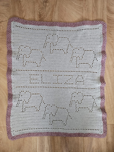 Personalised elephant filet crochet baby blanket