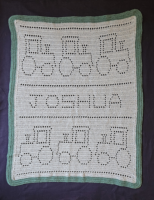 Personalised tractor filet crochet baby blanket