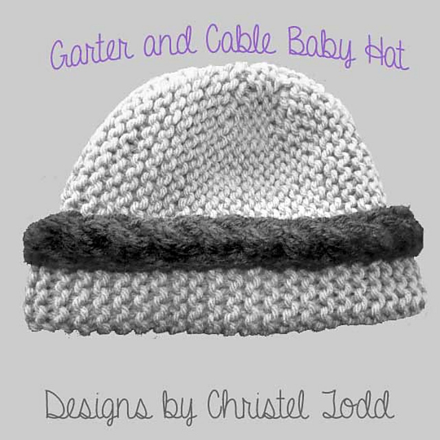 Vertical Garter and Cabled Baby Hat