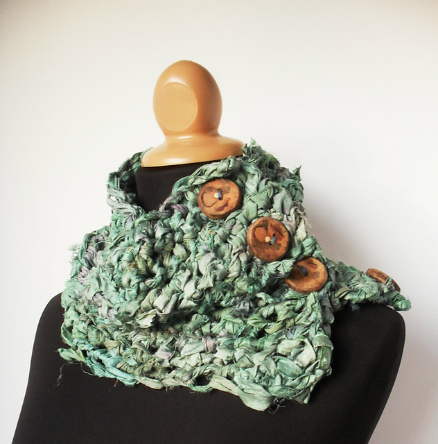 Sari Ribbon Buttoned Cowl