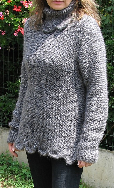 Lace Edged Cowl Pullover