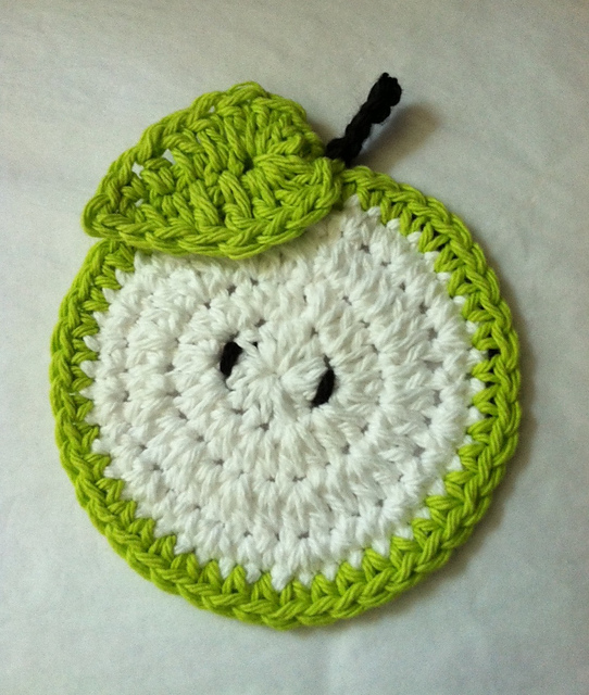 Crochet Green Apple Coasters