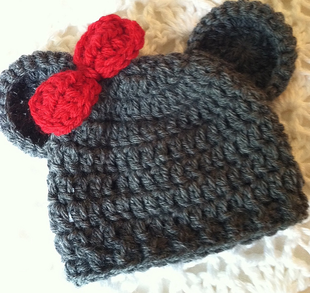 Mr. and Missy Mouse Crochet Baby Hat