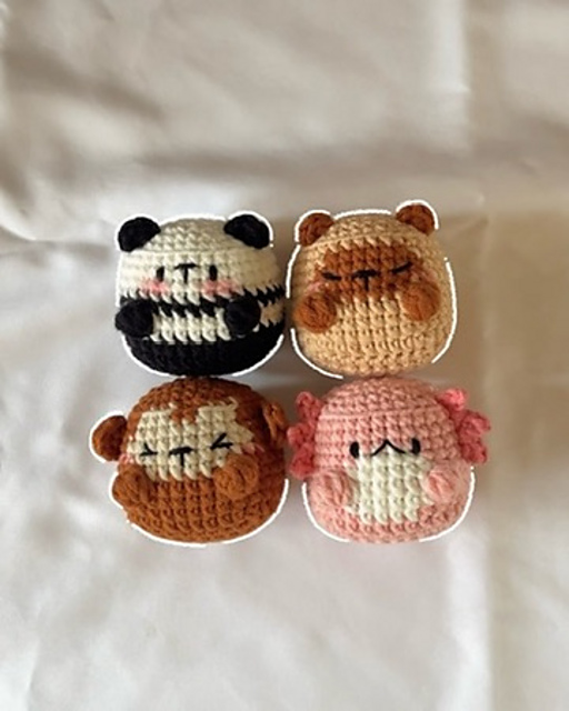 Cubic Animals: Monkey, Capybara, Panda, Axolotl