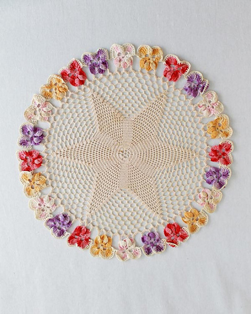 Vintage Pansy Star Doilies