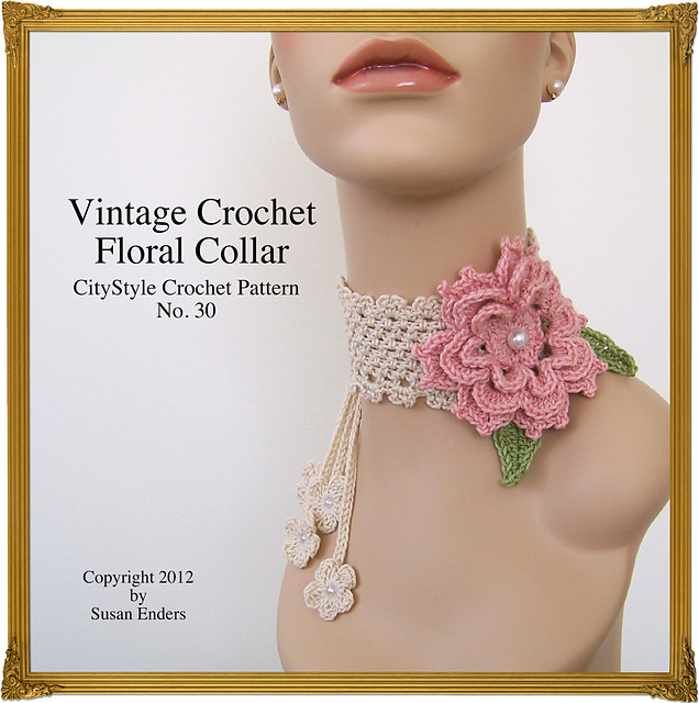Vintage Crochet Floral Collar