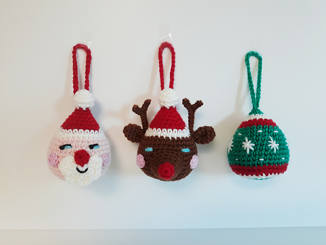Santa Clause, Rudolph, Christmas ball ornament