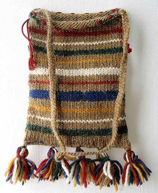 ★Wai Kei★ Striped Knit String Bag White YKBD01AC05-1 Designer fashion, Seoul-fully created | W Concept