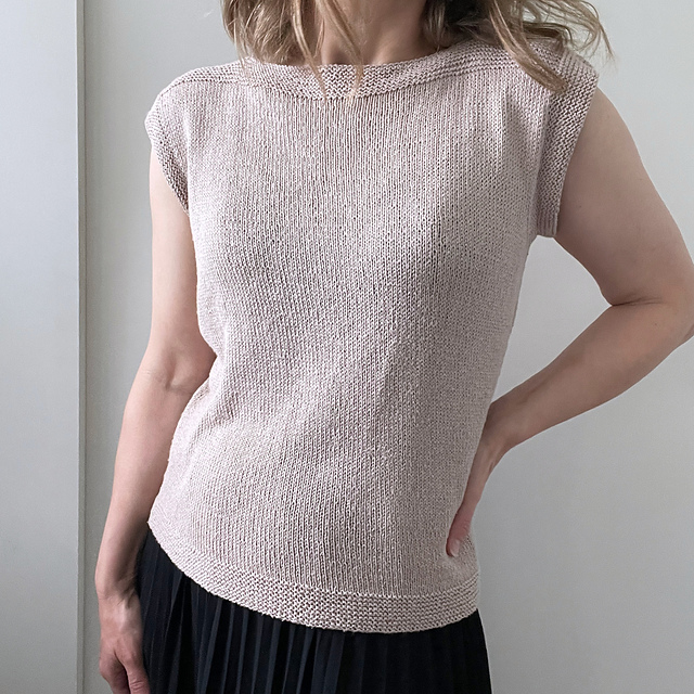 TWILL FLAP SUMMER KNIT TOPS ブラック English Knitting Pattern
