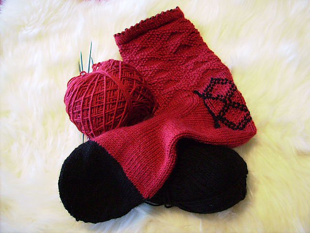 Red Brocade Socks