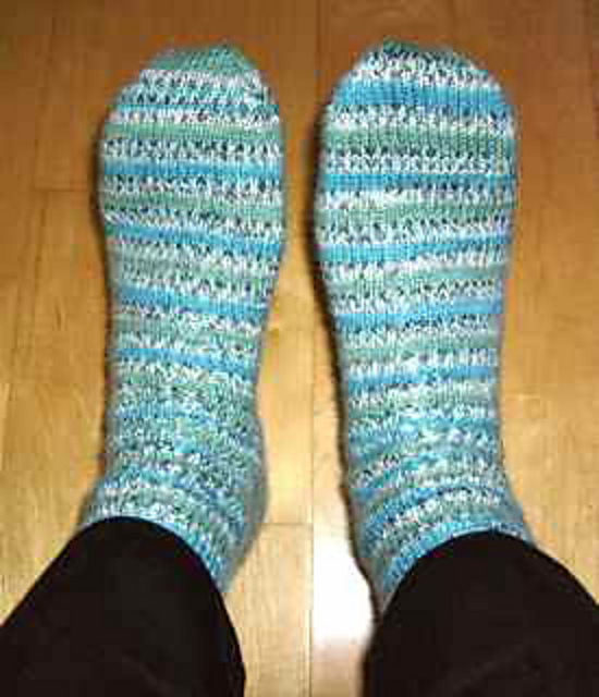 Blue Patterned Socks with Easy Heel