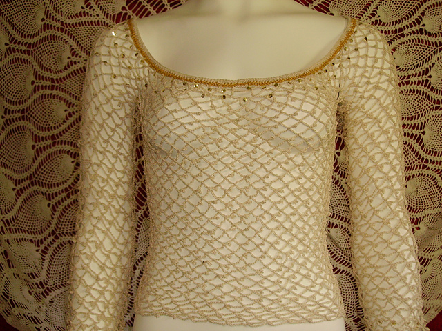 Gold Trimmed Lacey Top