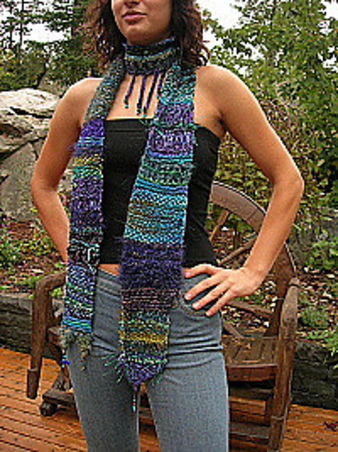 Little Fishies Beaded Panel Scarf