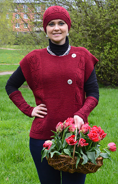 Asymetrische Weste mit Tulpenmuster