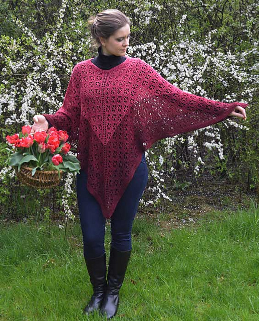 Poncho with Flower pattern