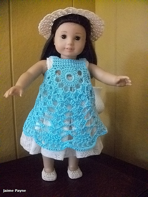Pinafore Doll Dress with Hat and Shoes #1805