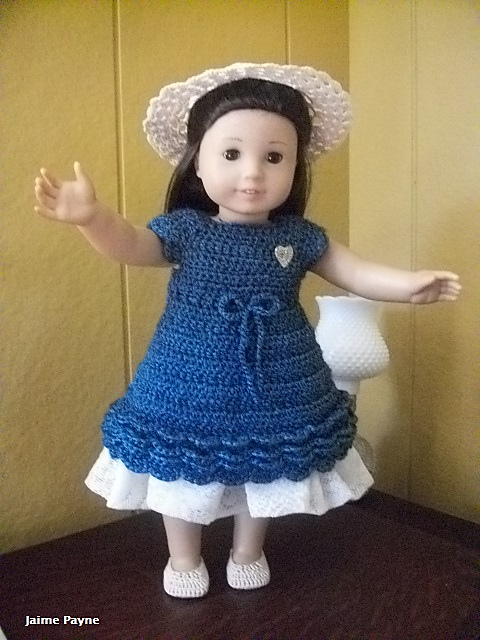 18 inch Doll Dress, Hat and Shoes #1807