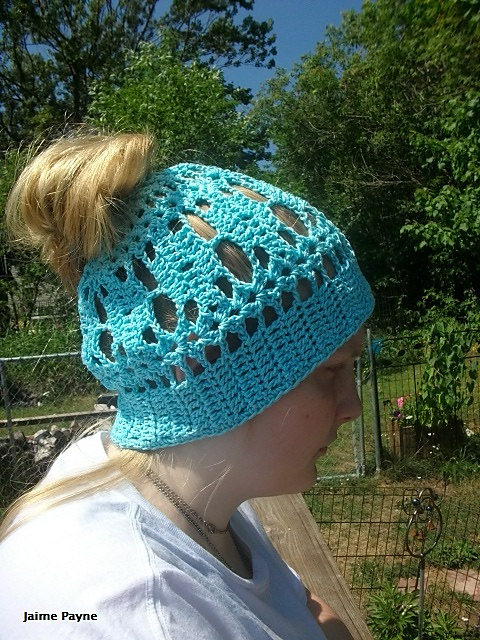 Cotton Messy Bun Hat #1809