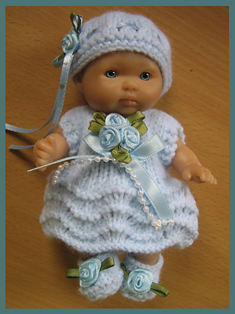 5" Berenguer Doll Fan and Feather Dress Set