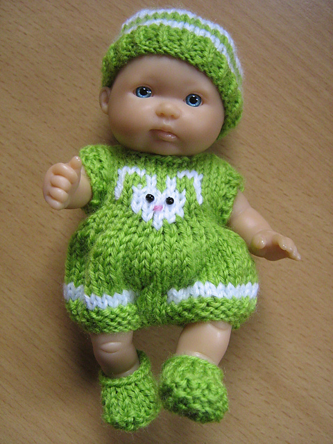 5" Berenguer Doll Rabbit Ears Romper Set