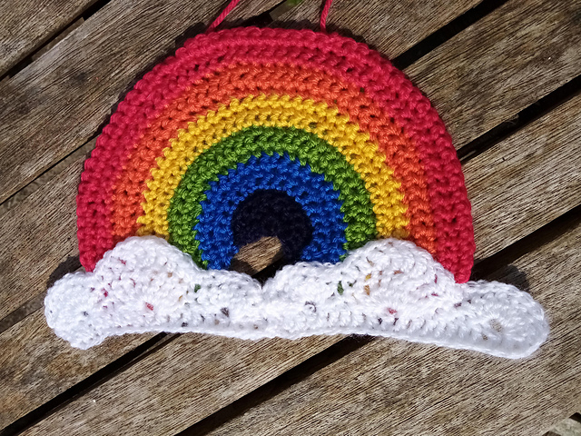 Crochet rainbow window decoration