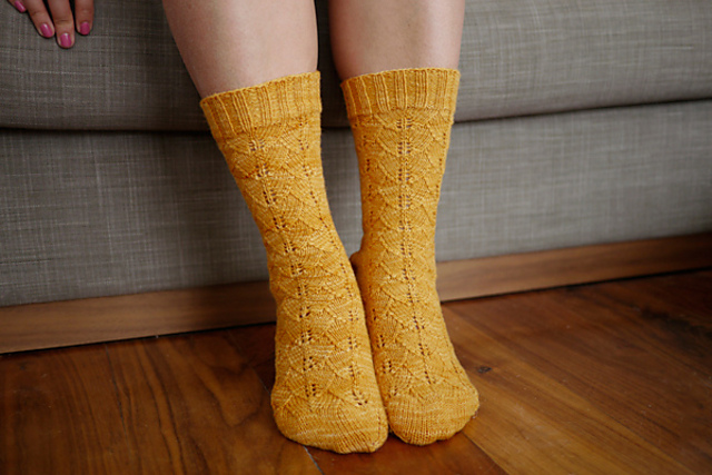 Toe Up Ginkgo Socks