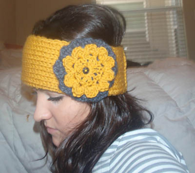 Mustard and Grey Earwarmer