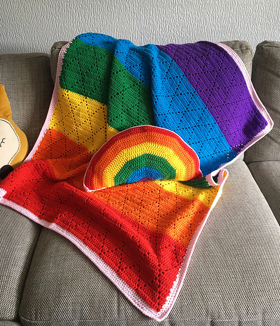 Crochet Rainbow Cushion