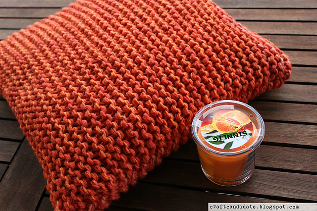 Orange Knitted Cushion Cover