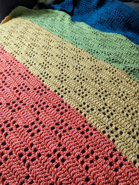 Gingham Squares Filet Crochet Blanket