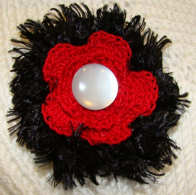 Red and Black Button Flower